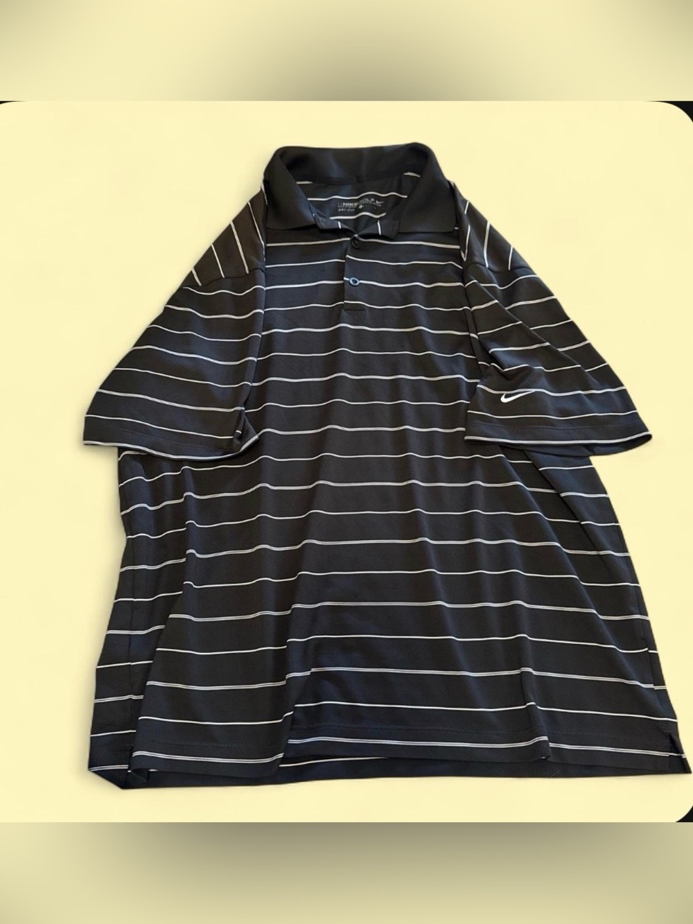 Nike Men's Black Polo with White Stripe Detail